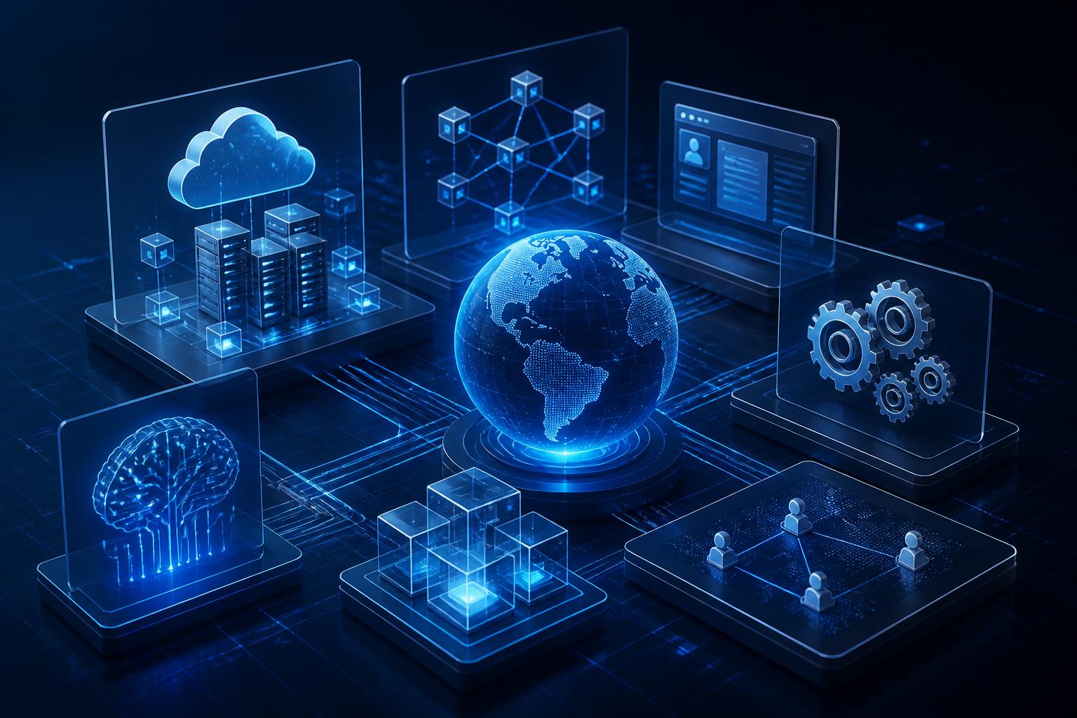 Infraestructura tecnológica empresarial: cloud, blockchain, IA e integración global